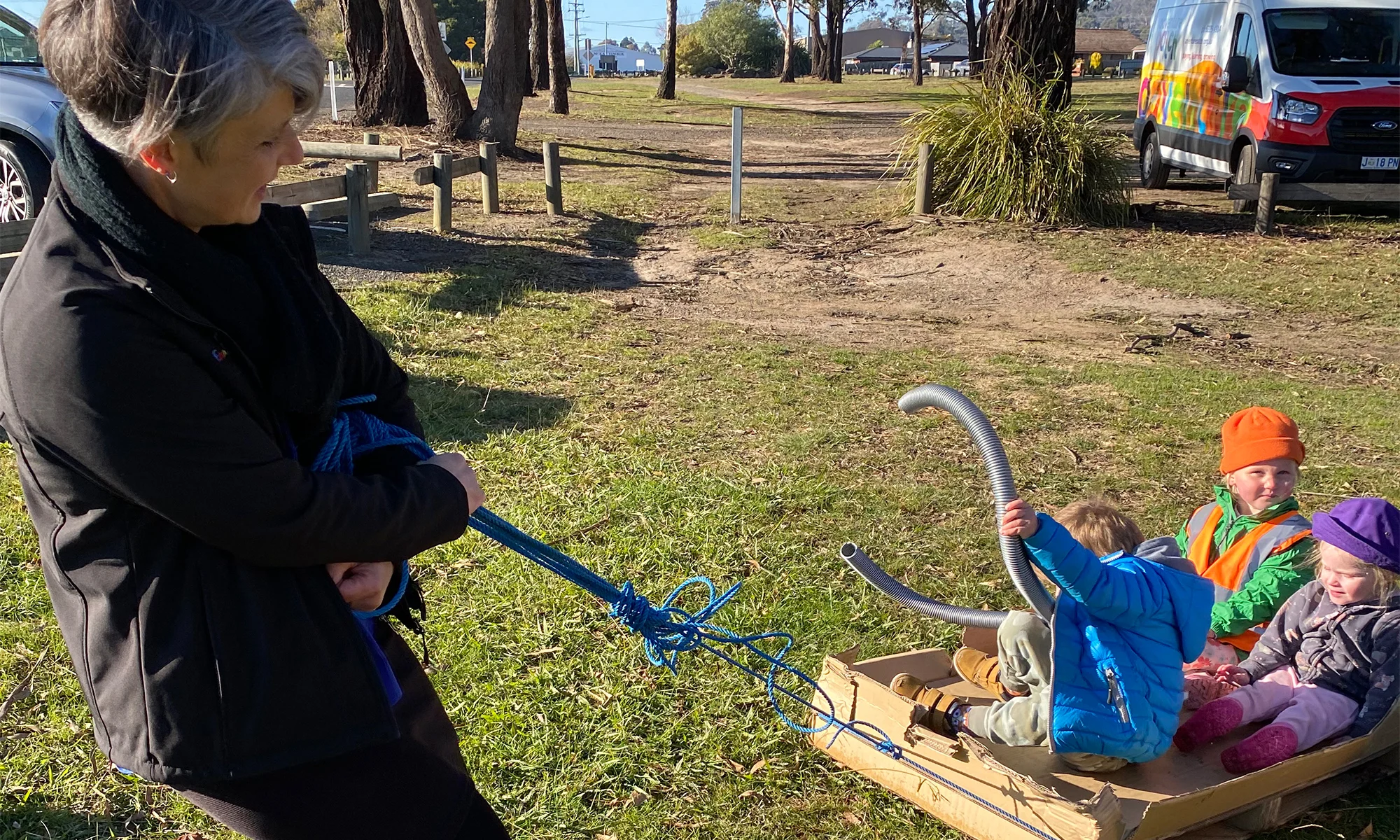 Group of kids and educator